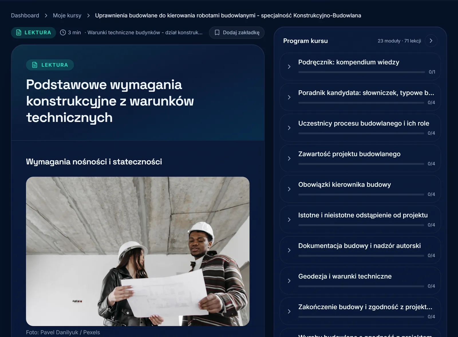 Lekcja kursu na platformie Eduteli